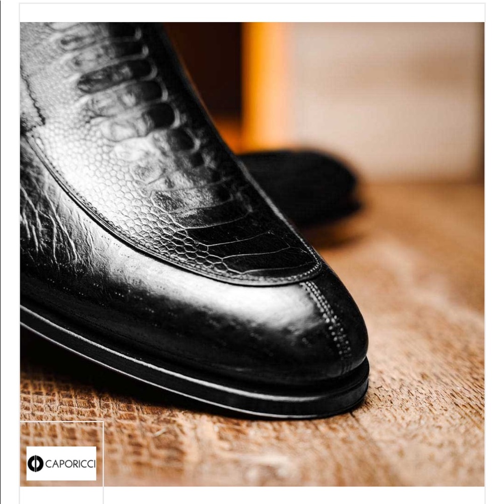 Caporicci 3324 Ostrich & Peccary Loafers Black - Picture 9 of 14